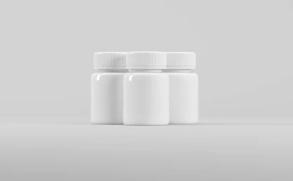 Witte Plastic Supplement Mockup Illustratie Geneeskunde Farmaceutische — Stockfoto