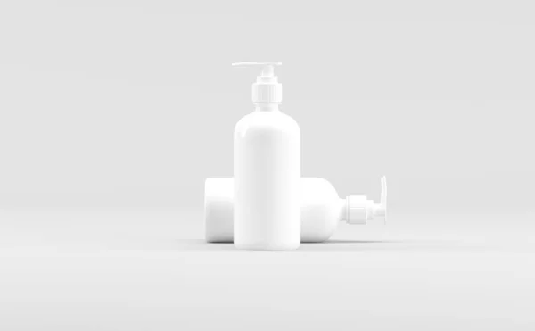 Λευκό Πλαστικό Μπουκάλι Αντλία Dispenser Υγρό Σαπούνι Σαμπουάν Καλλυντική Απεικόνιση — Φωτογραφία Αρχείου