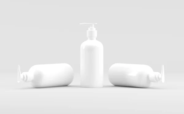 Witte Plastic Fles Pomp Dispenser Vloeibare Zeep Shampoo Cosmetische Mockup — Stockfoto