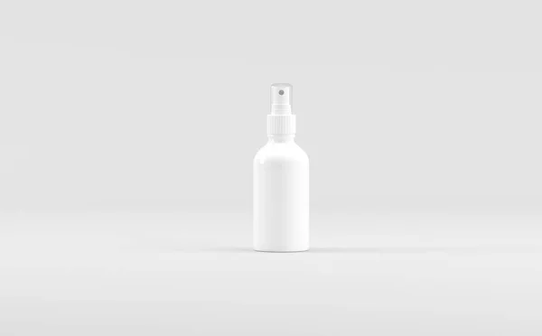 ホワイトプラスチックスプレーボトルモックアップ3Dイラスト — ストック写真