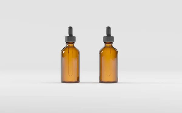 Stock image Amber Dropper Bottle Mockup 3D Illustration - Two Bottles