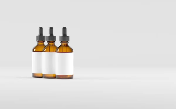 Bärnsten Dropper Bottle Mockup Illustration Två Flaskor — Stockfoto
