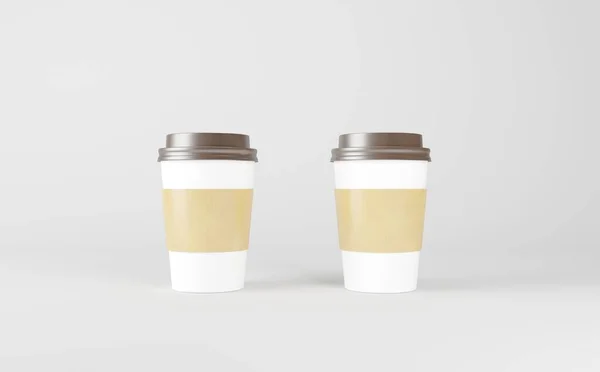 ホワイトコーヒーカップモックアップ3Dイラスト — ストック写真