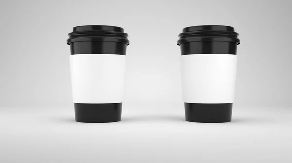 黑纸咖啡杯3D解说 — 图库照片