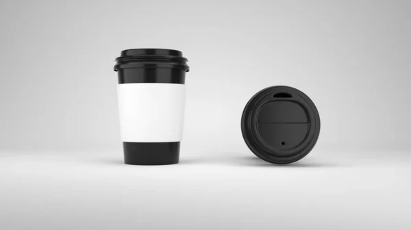 黑纸咖啡杯3D解说 — 图库照片