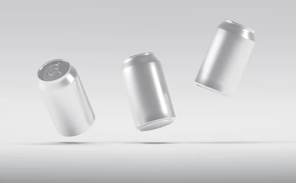 Alumínio Refrigerante Cerveja Latas Mockup Ilustração — Fotografia de Stock