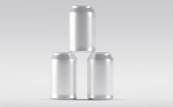 Aluminiowe Puszki Piwie Mockup Ilustracja — Zdjęcie stockowe