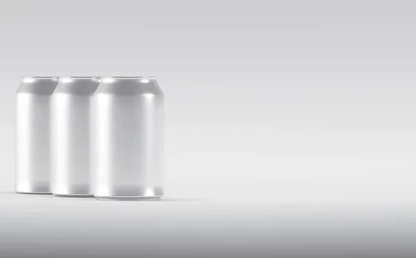 Alluminio Lattine Birra Soda Mockup Illustrazione — Foto Stock