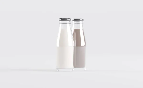 Milchflaschen Mockup Illustration — Stockfoto