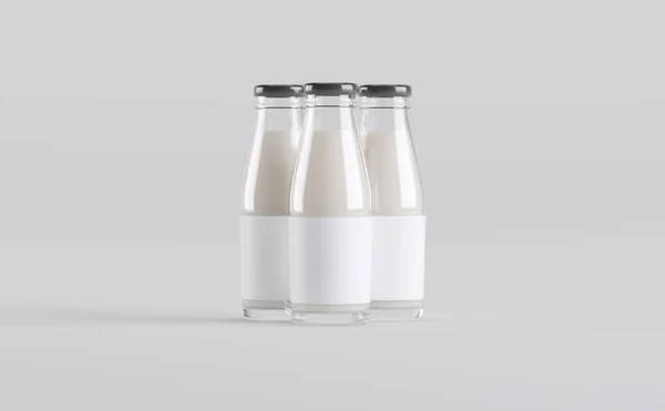 ミルクボトルモックアップ3Dイラスト — ストック写真