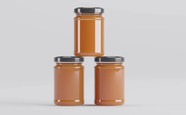 Apricot Jam Jars Mockup Illustratie — Stockfoto