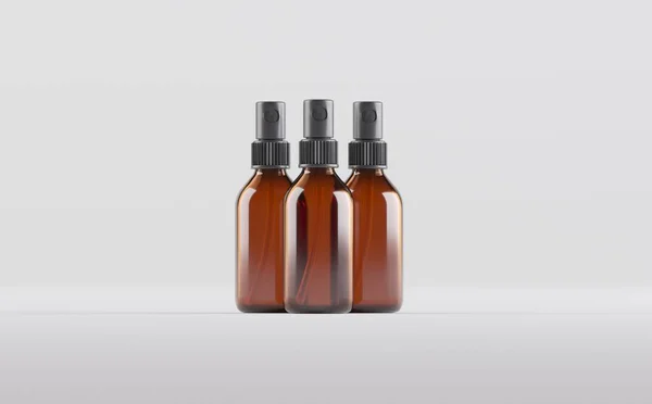 Botella Spray Vidrio Ámbar Ilustración Mockup —  Fotos de Stock