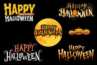 Afiş afişi tebrik kartı davetiyesi münferit illüstrasyonları için mutlu cadılar bayramı harf vektörü Web kaligrafisi