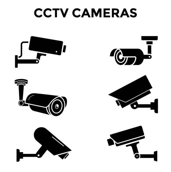 Cctv Video Surveillance Security Camera Sticker Vector Illustrations — Stock Vector