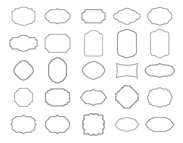 Art deco floral corners and border embellishment. Vector corner frames and vintage decoration. Flourish borders with flower pattern and ornament, filigree frames and dividers