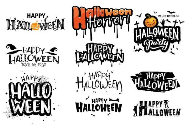 Joyeux Halloween Lettrage Vecteur Web Calligraphie Pour Affiche Bannière Carte — Image vectorielle