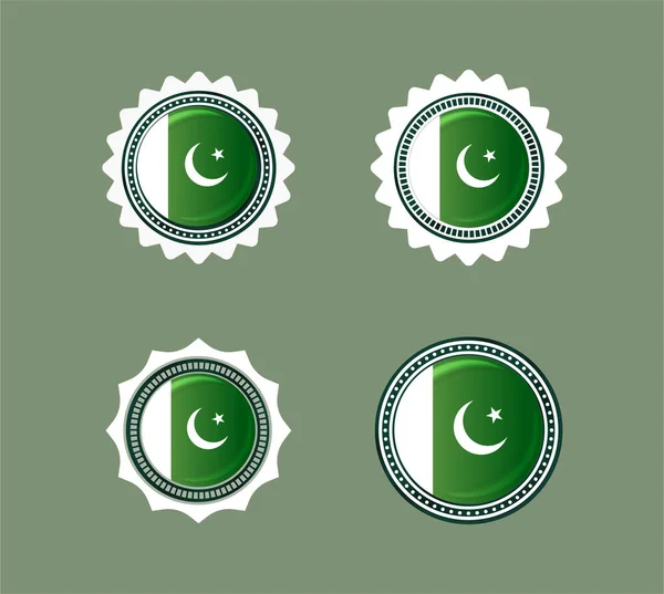 Pakistan bayrağı yuvarlak bir düğme şeklinde ışık ve gölge şeklinde. Bağımsızlık Günü sembolü, bir hatıra, sitedeki dili değiştirmek için bir düğme, bir simge