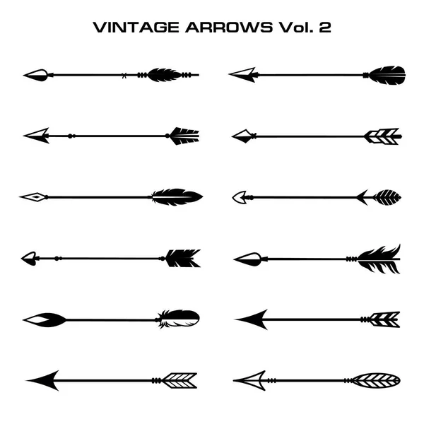Kara el çizilmiş oklar seti. Hippi etnik kabile vektör unsurları. Baskı, poster, tebrik kartı için.