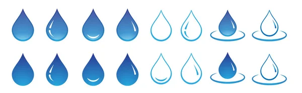 Su damlası simgesi, mavi renkli logo seti. Vektör EPS 10.