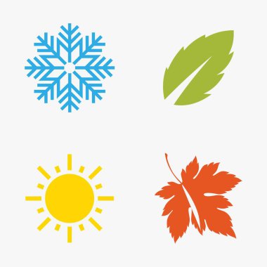 Dört mevsim ikonu. Kış, bahar, yaz ve sonbahar..