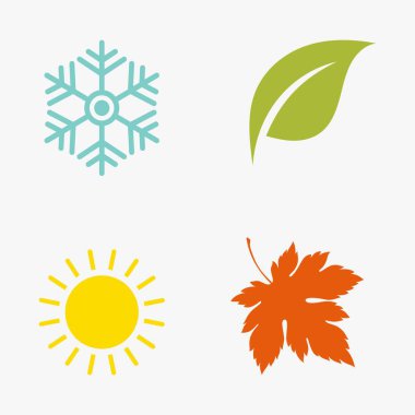 Dört mevsim ikonu. Kış, bahar, yaz ve sonbahar..