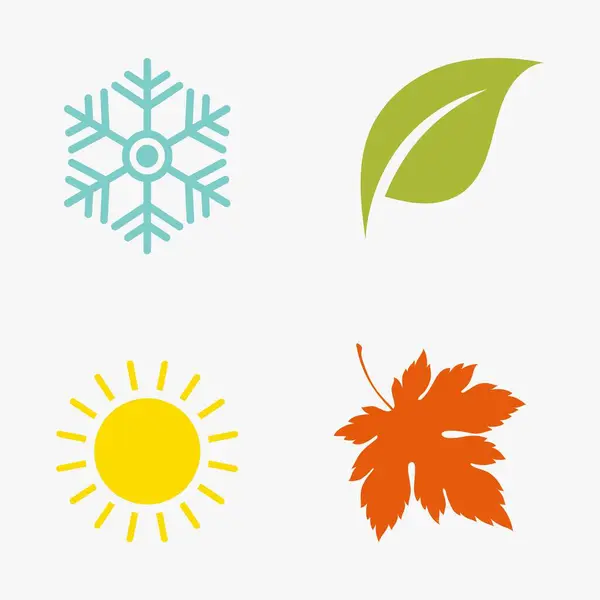 Dört mevsim ikonu. Kış, bahar, yaz ve sonbahar..