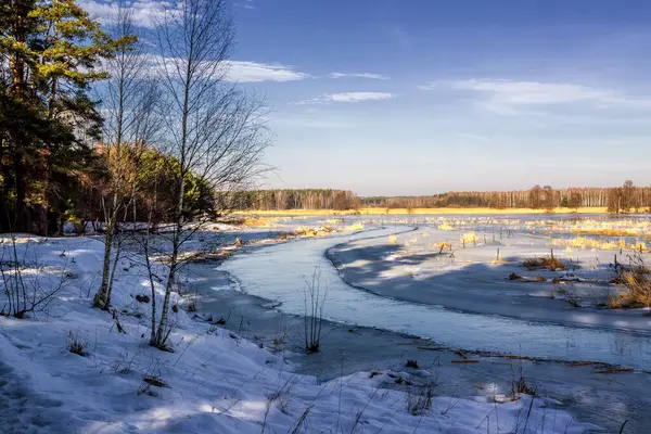 frozen lake at winter time