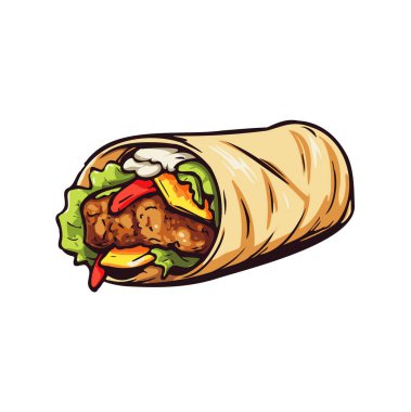 Fas 'ta beyaz arkaplanlı tipik kebabın vektör illüstrasyonu