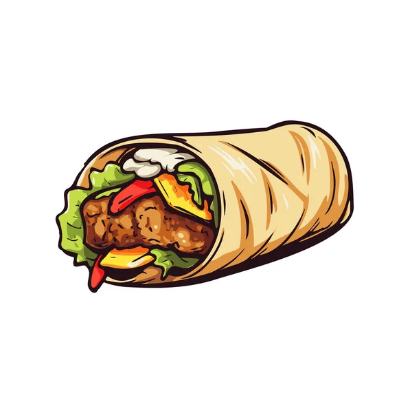 Fas 'ta beyaz arkaplanlı tipik kebabın vektör illüstrasyonu