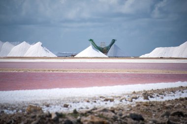 Bonaire adasındaki tuz çıkarma fabrikası.