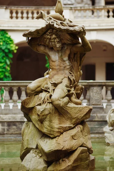 Standbeeld Van Neptunus Grotta Fontein Grebovka Havlicek Gardens Havlickovy Zahrady — Stockfoto