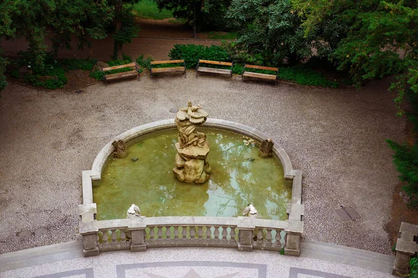 Statua Nettuno Fontana Grotta Grebovka Giardini Havlicek Havlickovy Zahrady Praga — Foto Stock