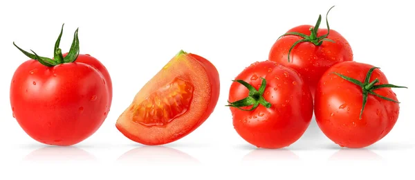 Conjunto Tomates Isolados Sobre Fundo Branco — Fotografia de Stock