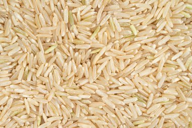 Whole grain brown rice texture. Top view, directly above