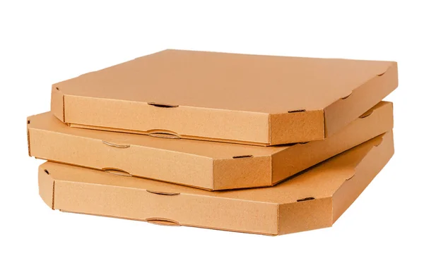Κουτιά Πίτσας Που Απομονώνονται Λευκό Φόντο — Φωτογραφία Αρχείου