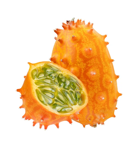 Kiwano fruit isolated on white background with clipping path. 