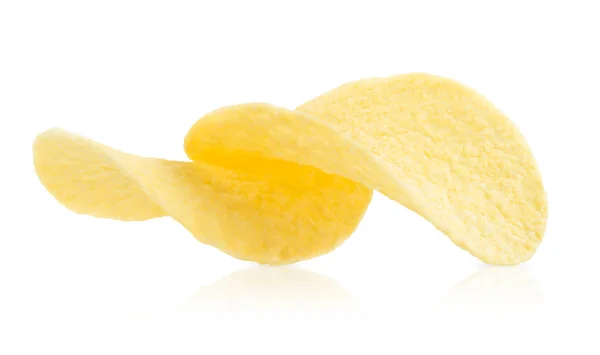 Två Chips Skivor Isolerade Vit Bakgrund Med Klippbana — Stockfoto
