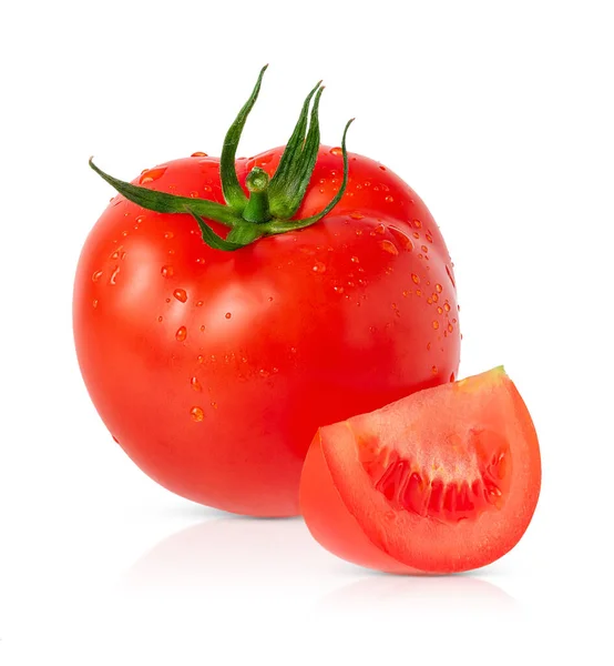 红番茄片 白色背景 有切碎路径 — 图库照片