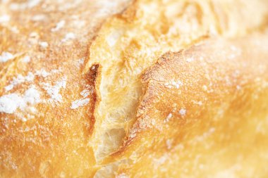 Taze pişmiş mayalı ekmek dokusu. Kapat.