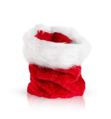 Boş Noel Baba çantası beyaz arkaplanda kırpma yolu ile izole edildi.