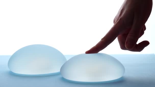 Woman Pressing Soft Breast Implant Plastic Surgery — Stock Video