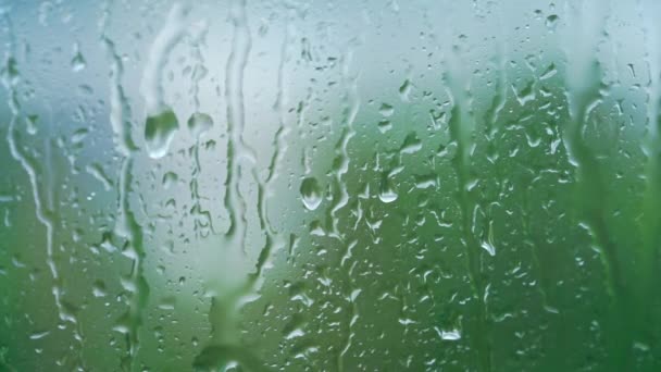 Капли Дождя Окно Сезонный Душ Дождливая Погода — стоковое видео