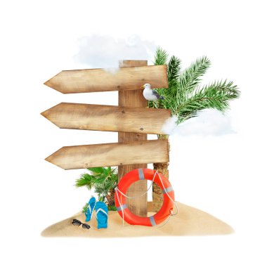 Yaz yolculuğu konsepti. Boş yön işareti.