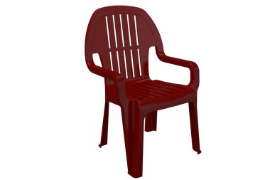 3D gerçekçi kırmızı plastik sandalye