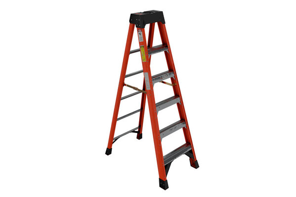 red ladder isolated on white background, clipping path