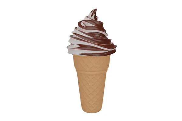 chocolate cream in cone with ice cream