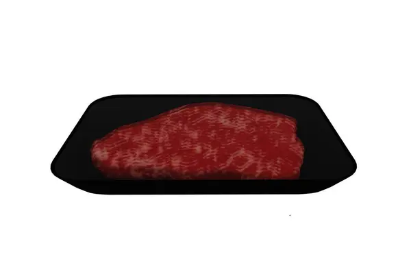 Gerçekçi plastik paketlemede 3D işlenmemiş et sunumu