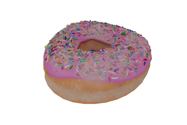 3D gerçekçi pembe çikolata soslu donut.
