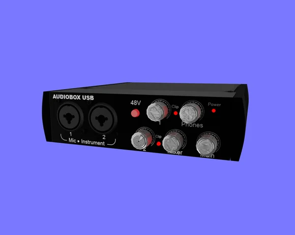 Audio Interfész Renderelés Zene Ikonvintage Retro Audio Mixer Elszigetelt Fekete — Stock Fotó