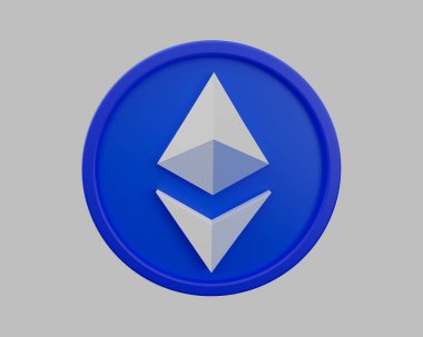 Ethereum kripto para birimi konsepti, 3D görüntüleme